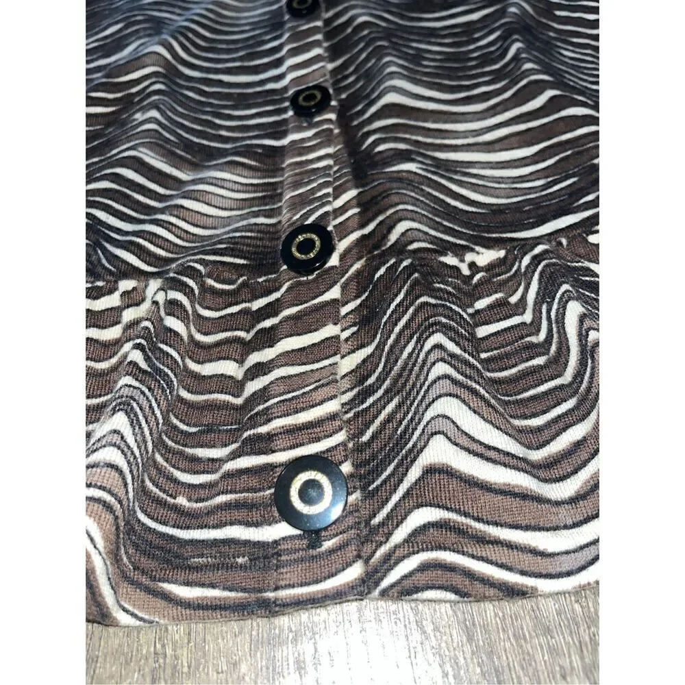 Tory Burch Women's Small Sweater Zebra Print Merino Wool Peplum Cardigan